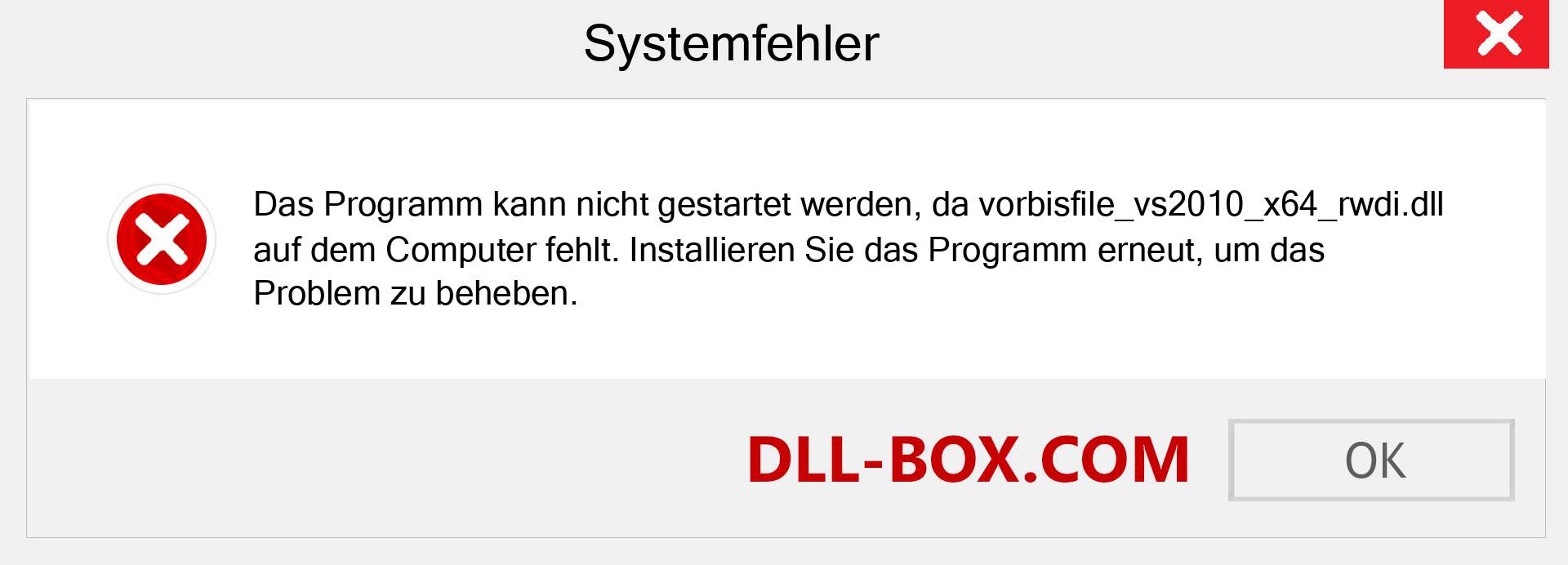 vorbisfile_vs2010_x64_rwdi.dll-Datei fehlt?. Download für Windows 7, 8, 10 - Fix vorbisfile_vs2010_x64_rwdi dll Missing Error unter Windows, Fotos, Bildern